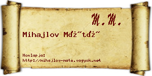 Mihajlov Máté névjegykártya